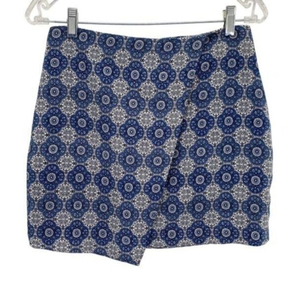 Mango Womens Mini Wrap Skirt Blue Mandala Print Bohemian